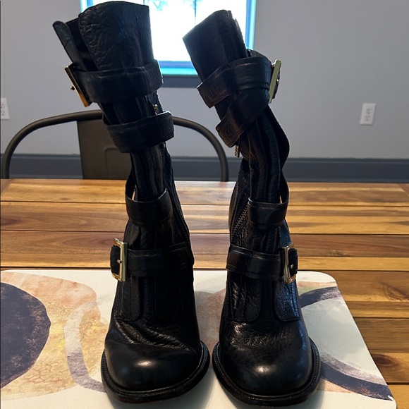 Tory Burch Shoes - Tory Burch Black Leather Wedge Bootie Motto Boot